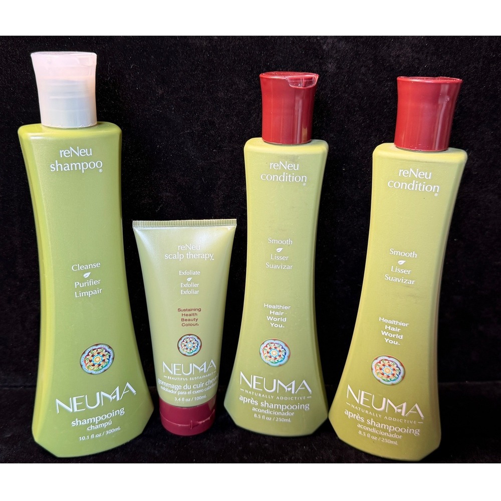 Neuma reNeu Hair Care Set: Shampoo, 2 Conditioners and Scalp Therapy, 4pc Bundle